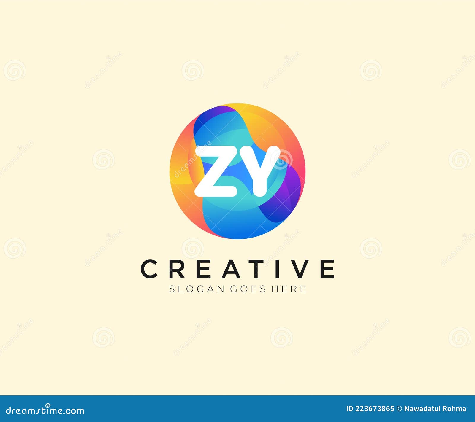 Zy Initial Logo With Colorful Circle Template Vector Stock Vector