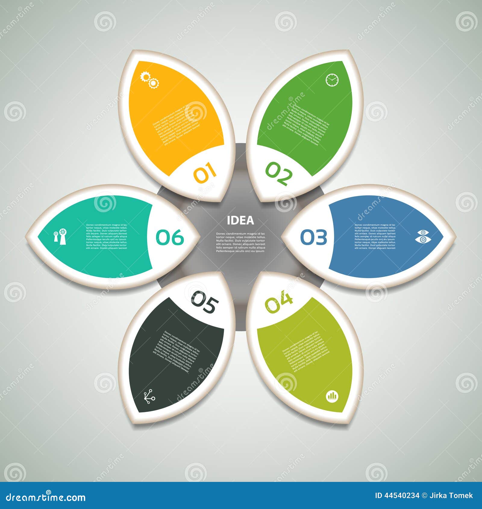 Zyklisches Diagramm Mit Sechs Schritten Und Ikonen Vektor Abbildung