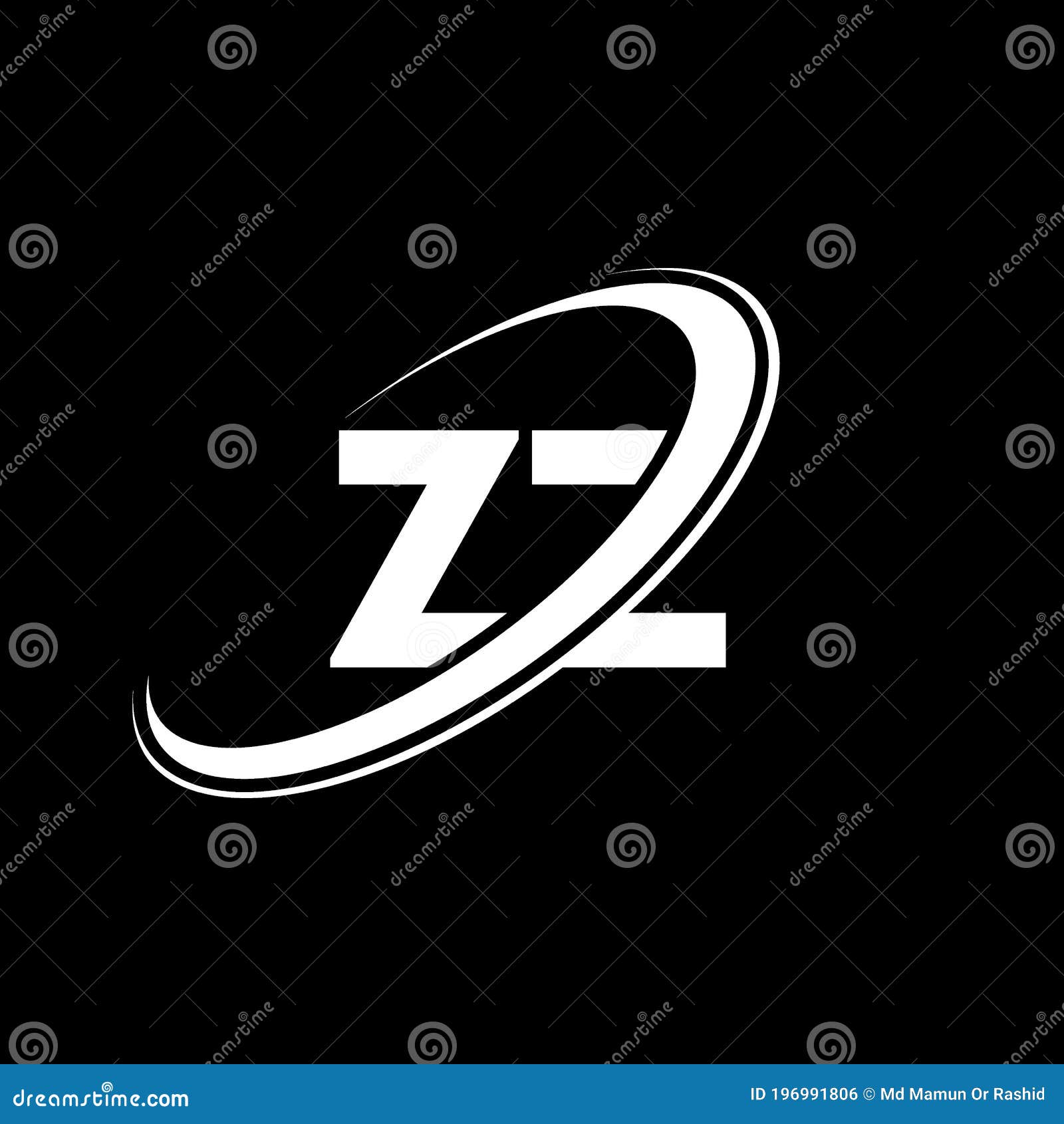 ZZ Letter Logo Design. Initial Letter ZZ Linked Circle Uppercase