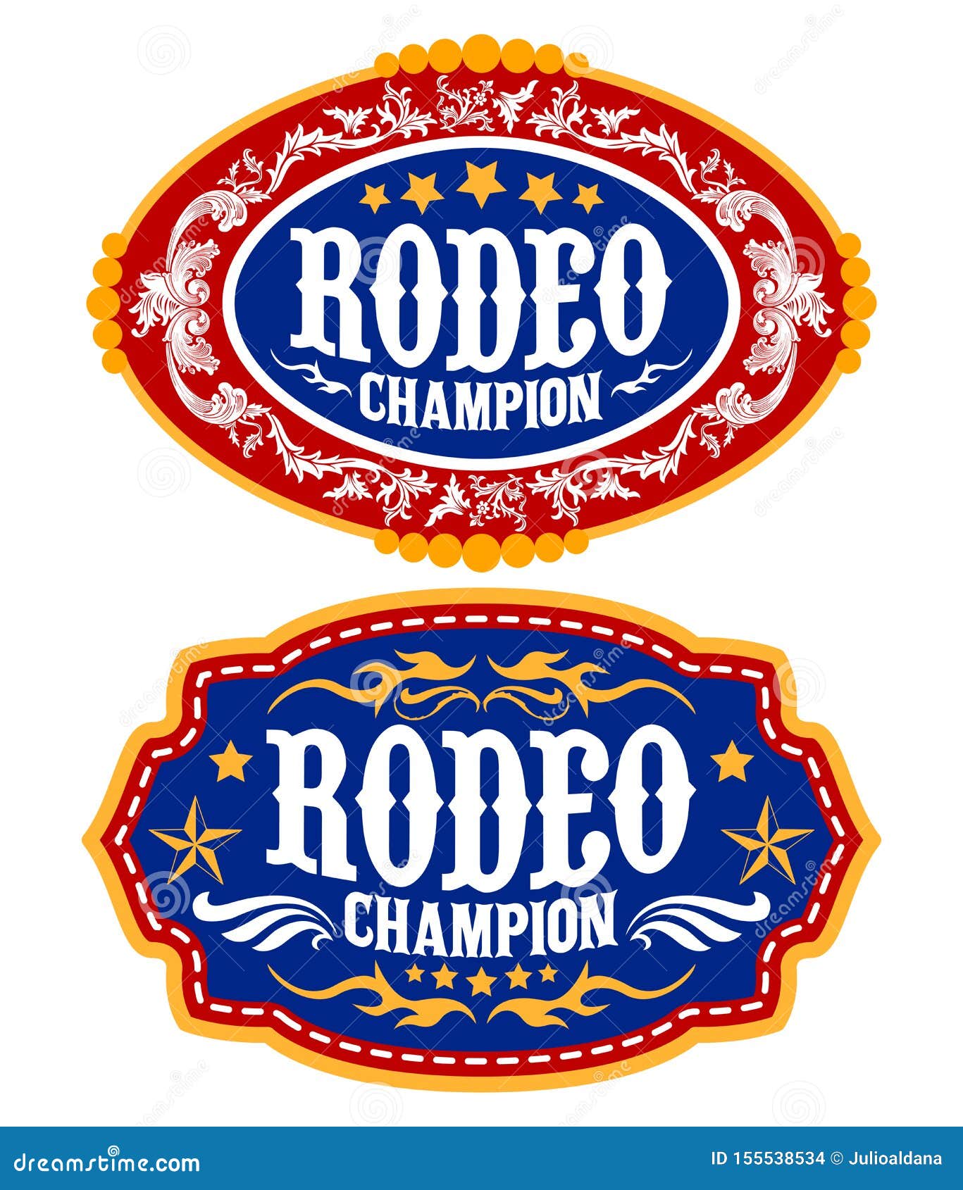 Rodeo Champion Cowboy Belt Buckle Vector Design Stock Vector