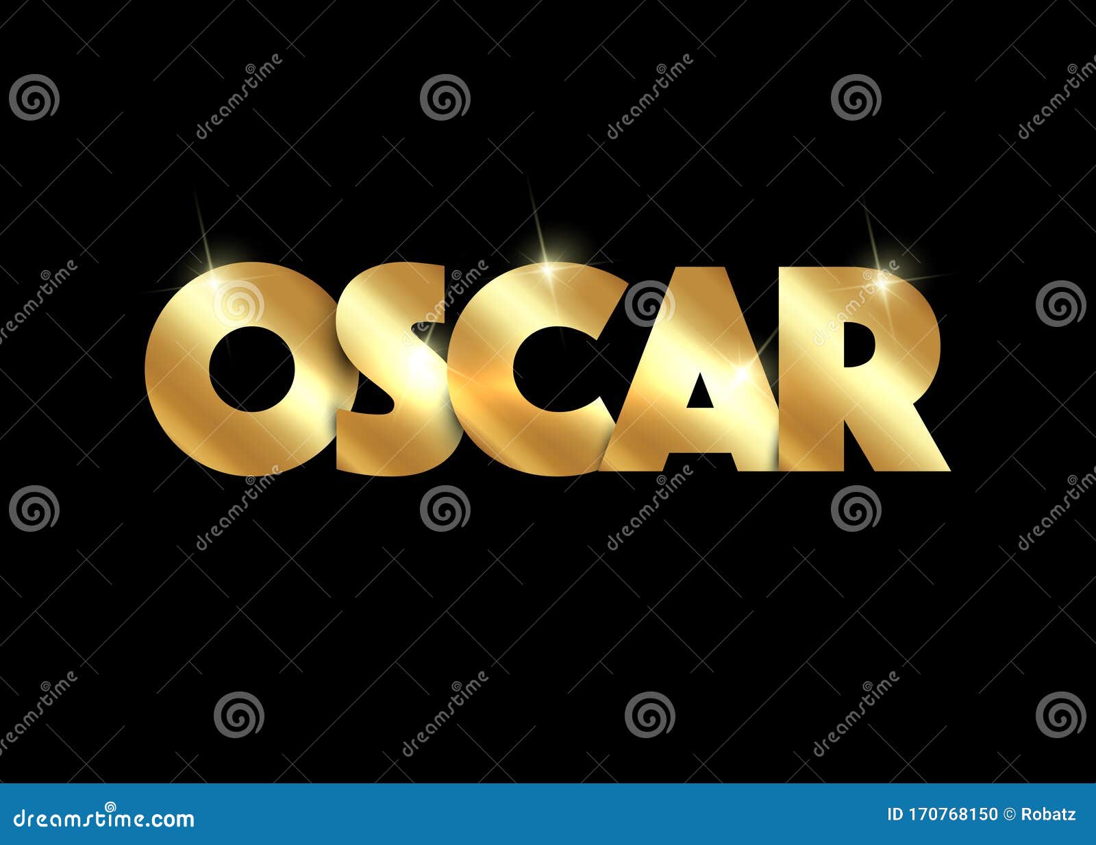 Gold Oscar Name Awards Winner Concept Vector Isolated on Black Stock