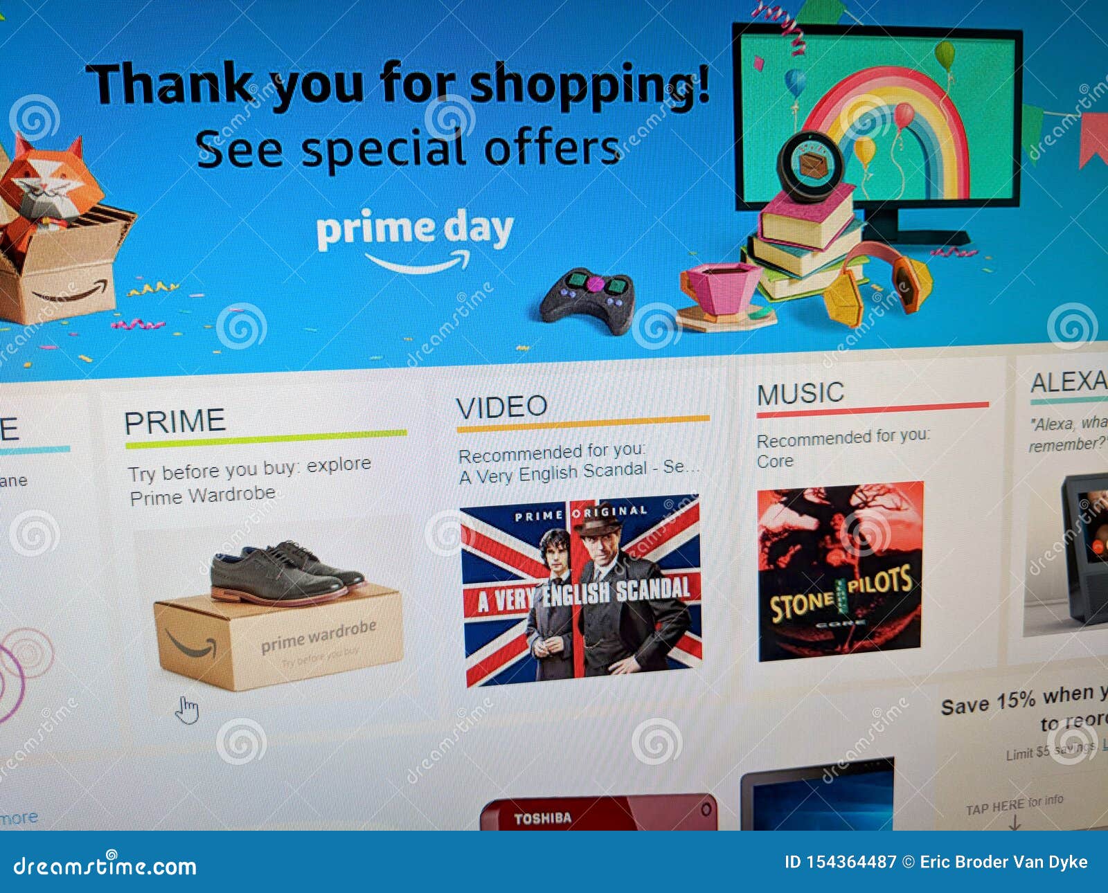 Gracias Por Hacer Compras Dia Del Amazon Prime En La Pantalla De Ordenador Fotografia editorial Imagen de almacen comercial 154364487