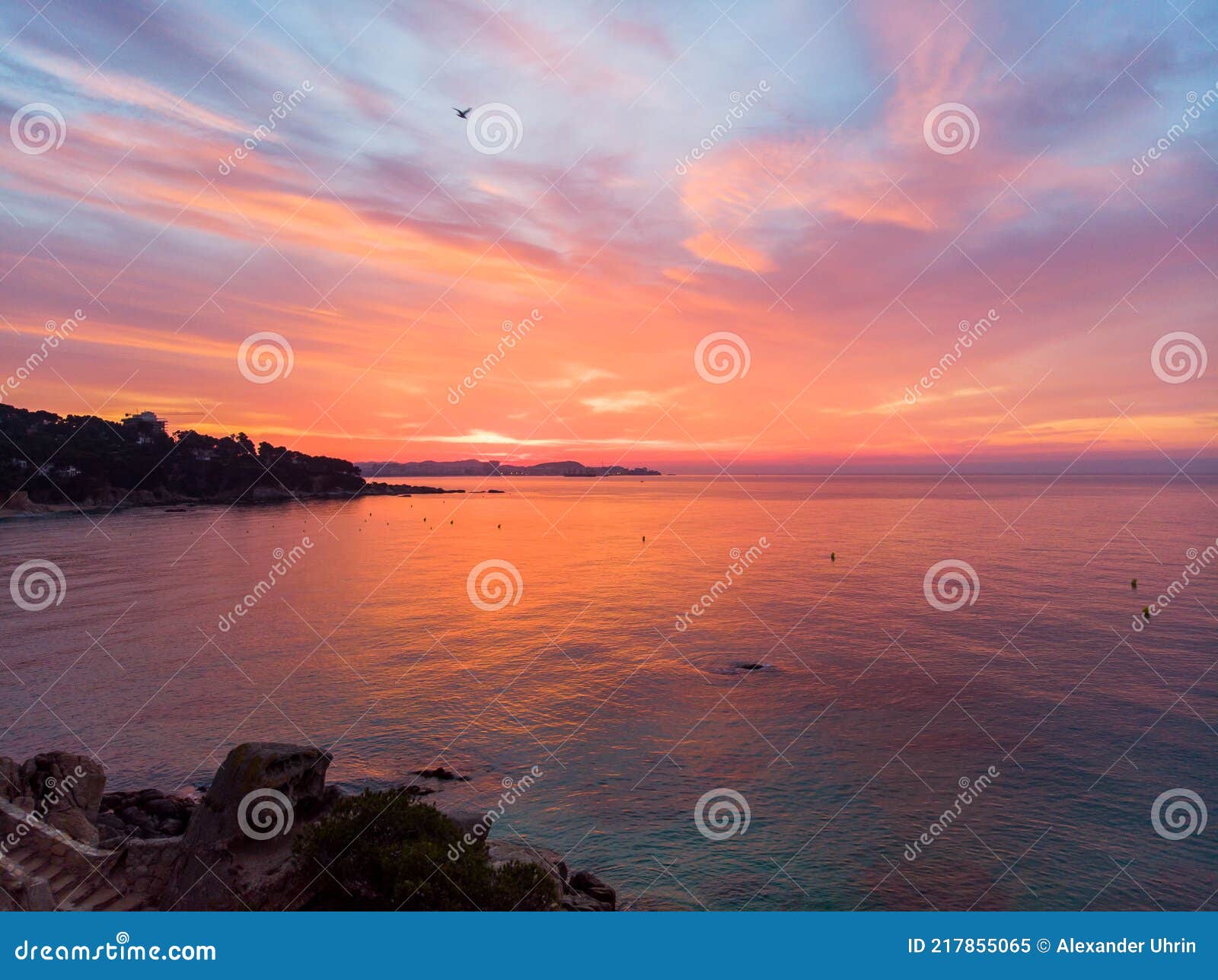 ÃÂerial view. rocks on the coast of lloret de mar in a beautiful summer day,sandy beach, costa brava, catalonia, spain.