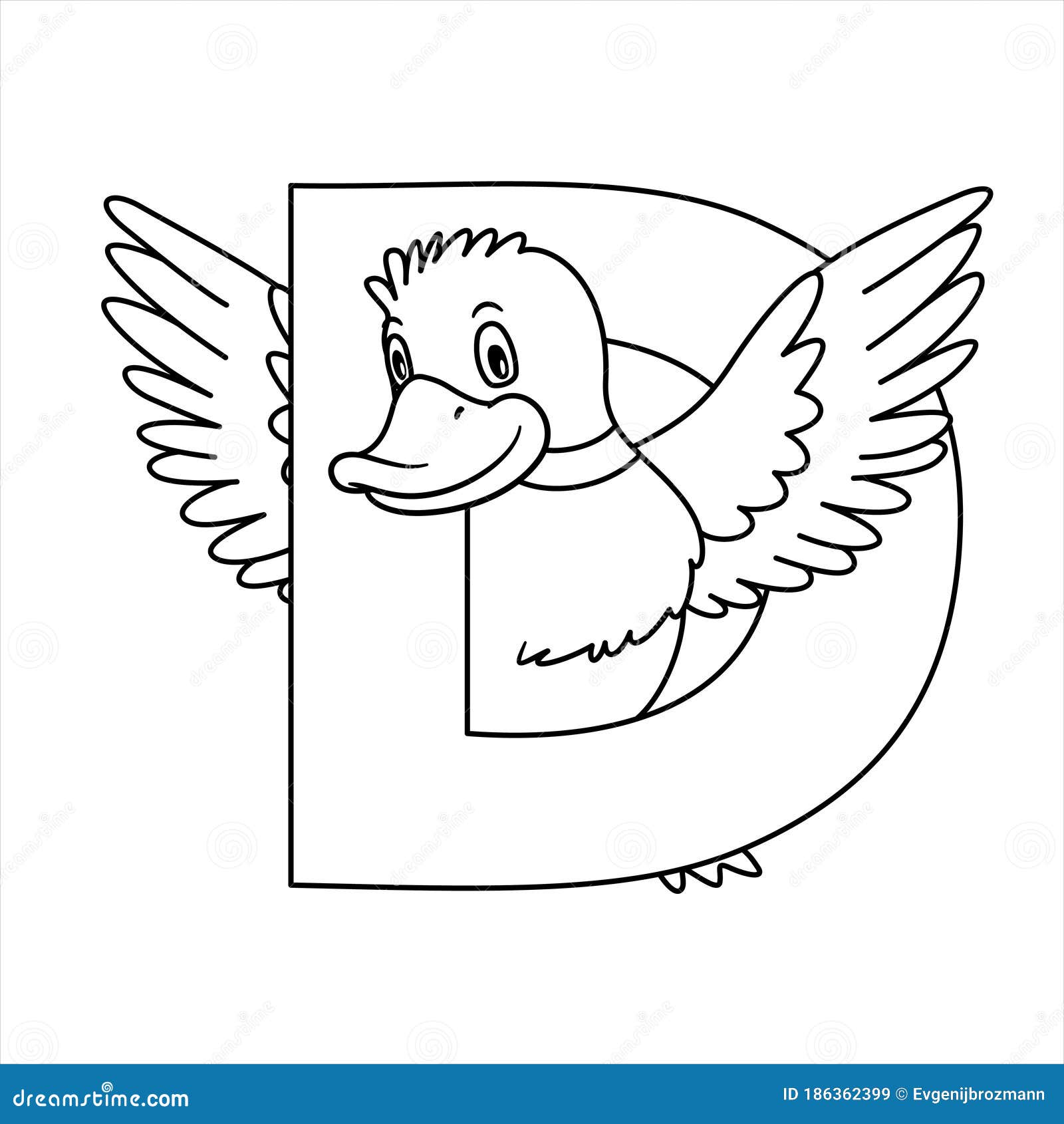 Letter D For Duck, Donkey And Dinosaur Vector Illustration