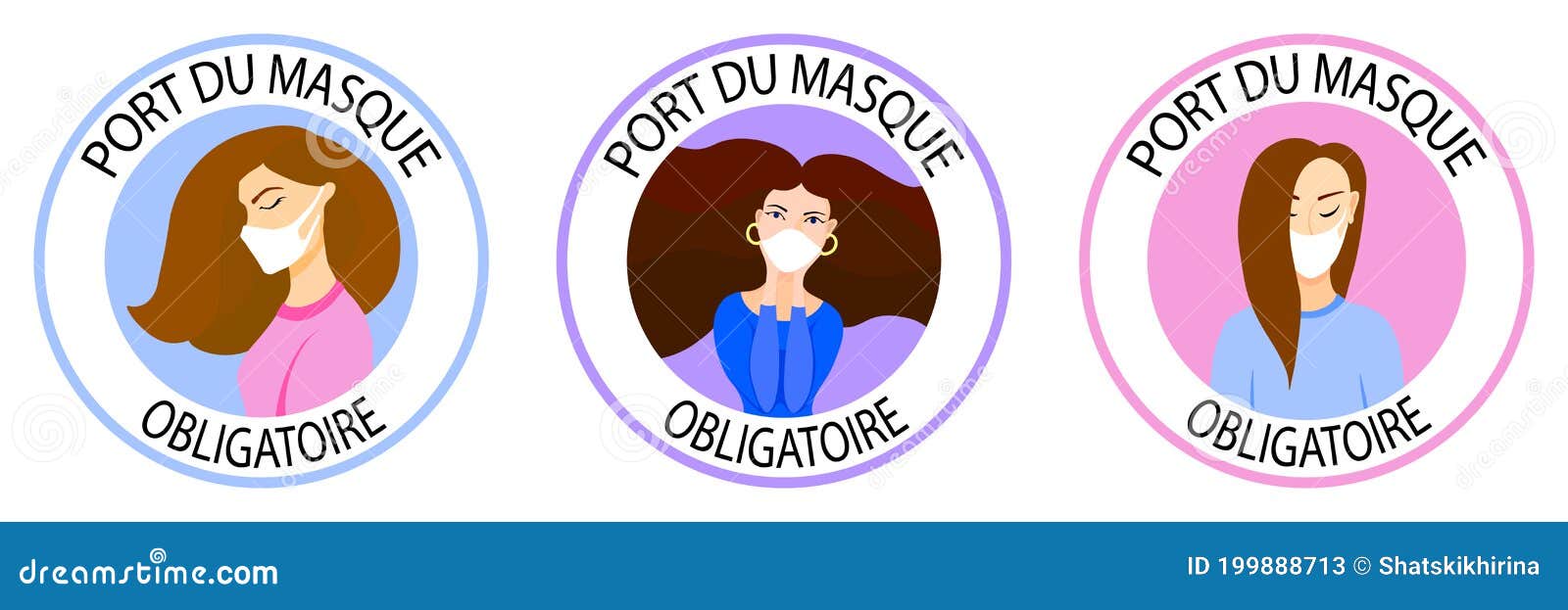 Port Du Masque Obligatoire. Translation `Wearing Mask Is Mandatory