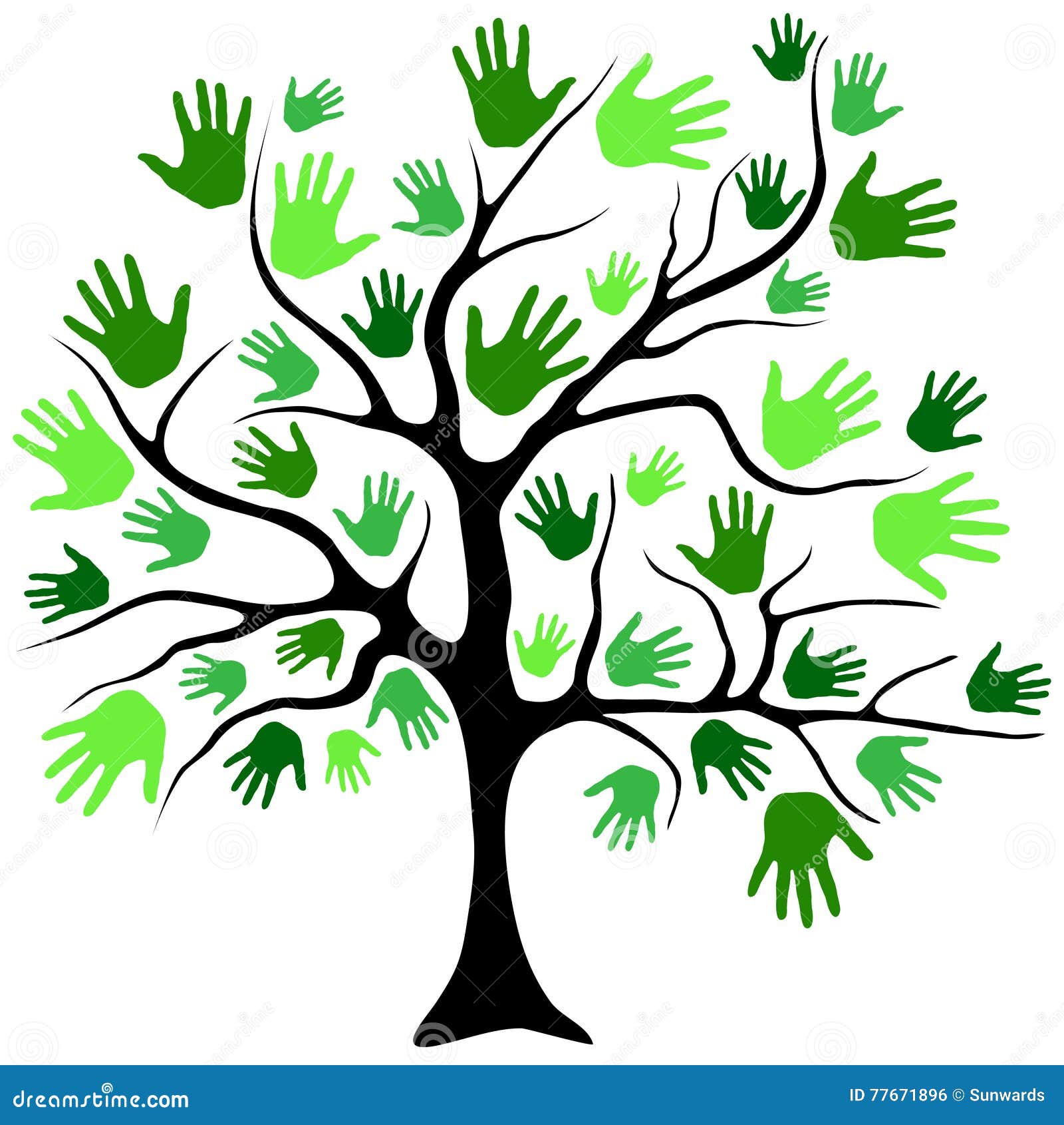 Árbol Con Las Manos En Vez De Las Hojas Ilustración del Vector