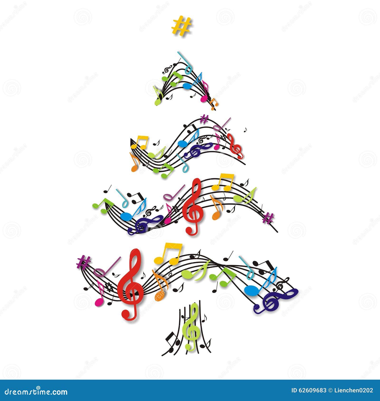 Árbol De Navidad Con Las Notas Stock de ilustración 