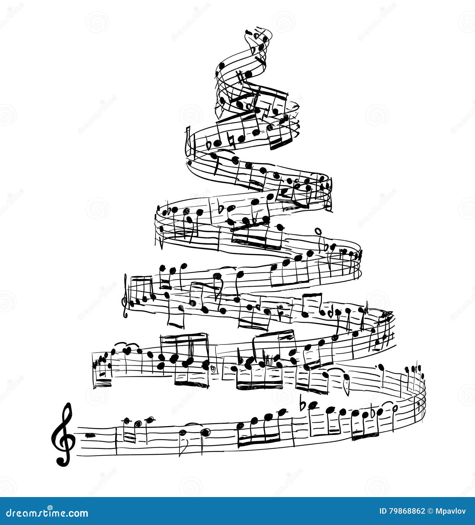 Árbol De Navidad De Notas De La Música Ilustración del Vector
