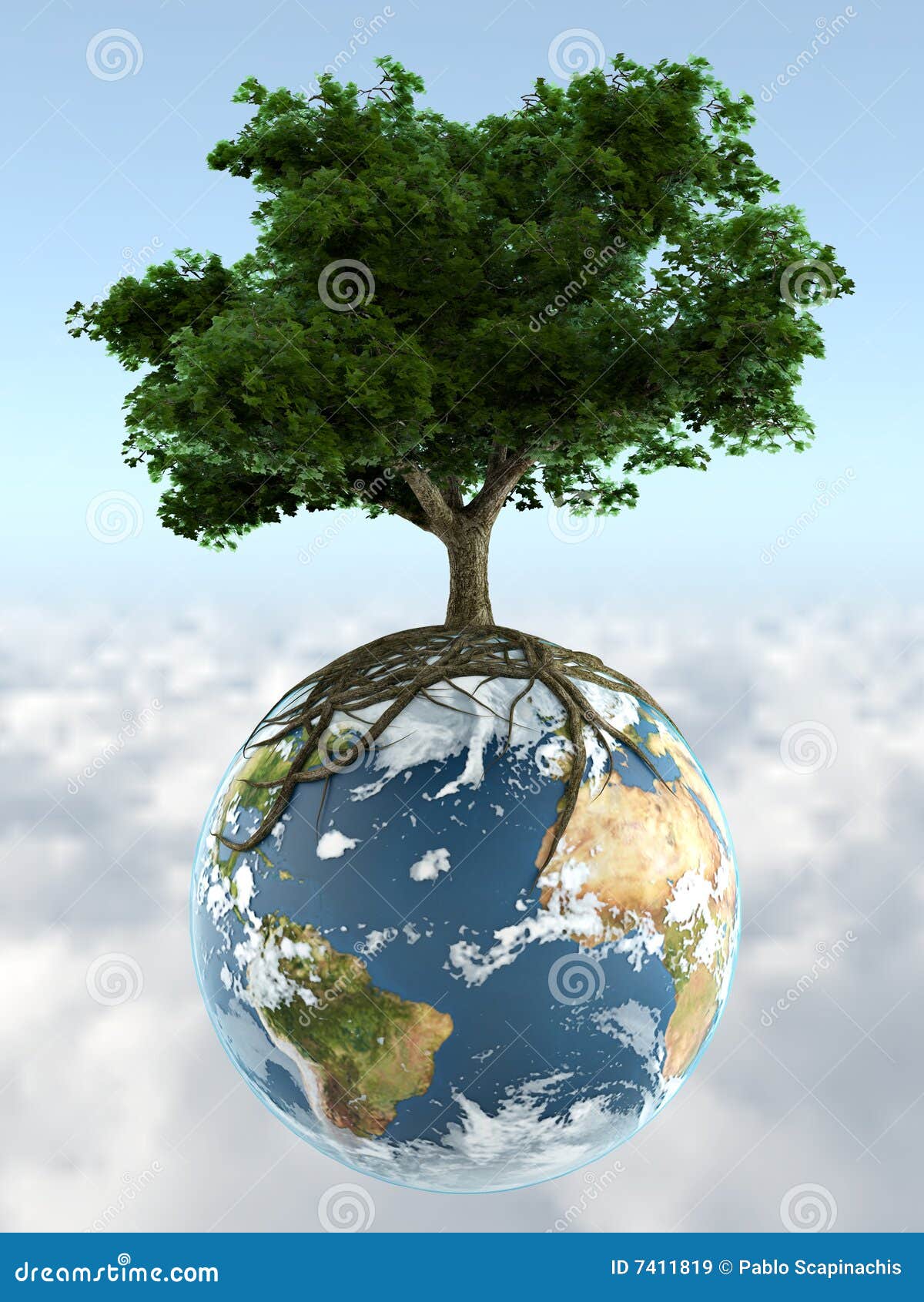Árbol En La Tierra Del Planeta Stock de ilustración - Ilustración de