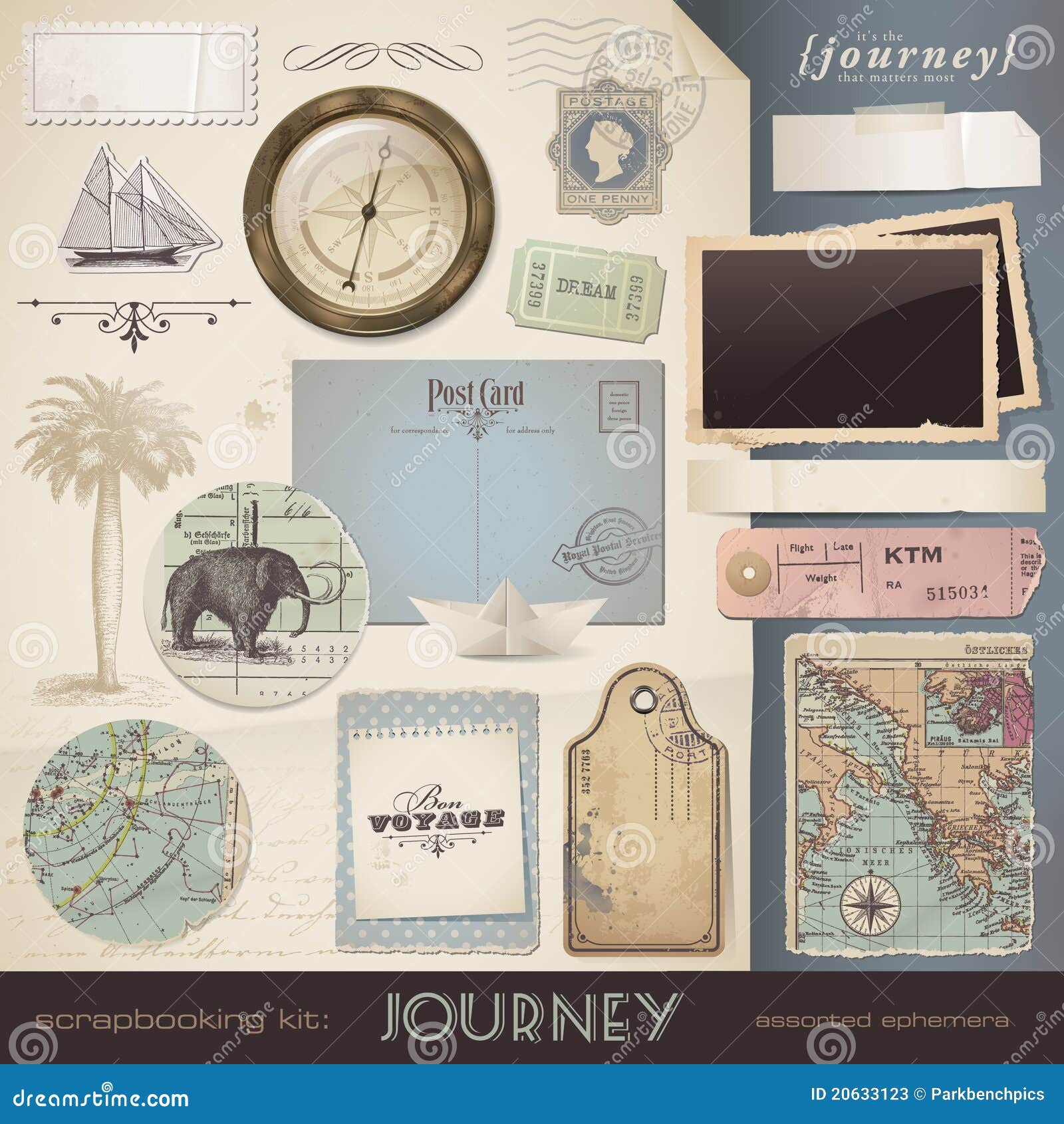 Éléments De Scrapbooking Voyage Illustration de Vecteur