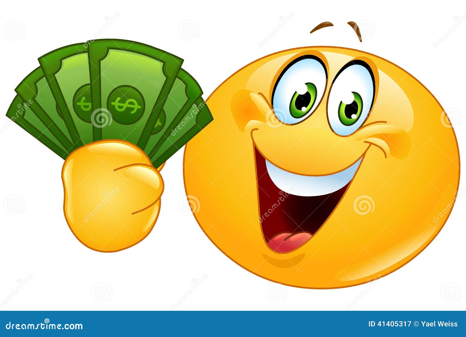 Émoticône avec des dollars illustration de vecteur. Illustration du