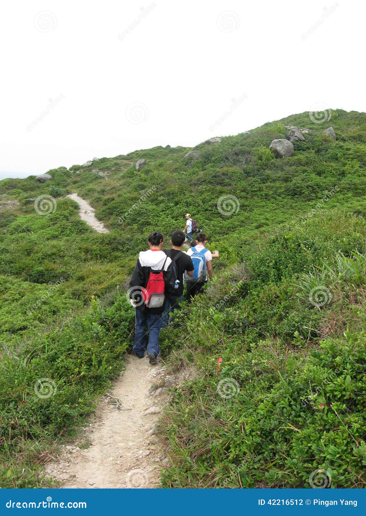 Équipe asiatique d'aventure. Le week-end, les explorateurs commenceront à travers l'île désolée à SHENZHEN