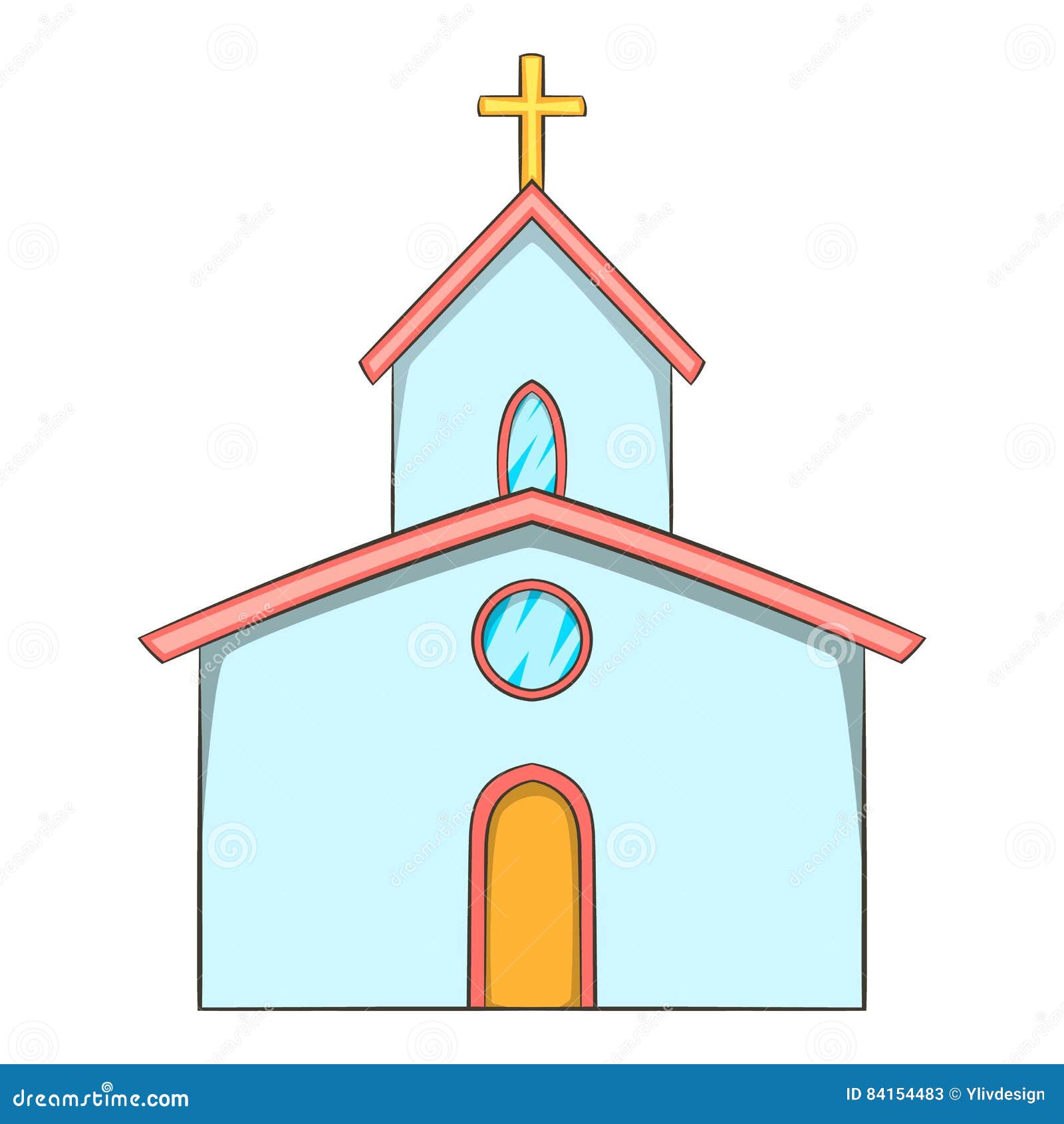 Ícone Da Igreja, Estilo Dos Desenhos Animados Ilustração do Vetor