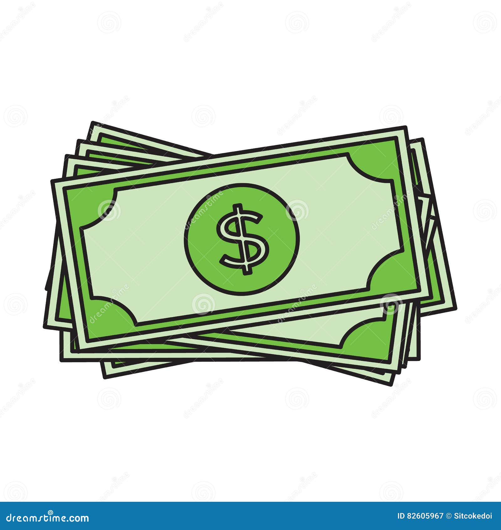 Ícone Das Notas De Dólar Símbolo De Moeda De USD Ilustração do Vetor