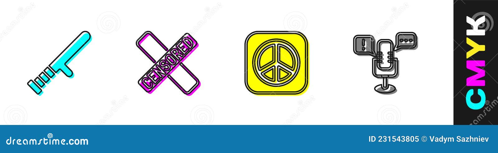 Cone De Liberdade De Express O E Paz Censurados Por Pol Cia Vetor Ilustra O Do Vetor