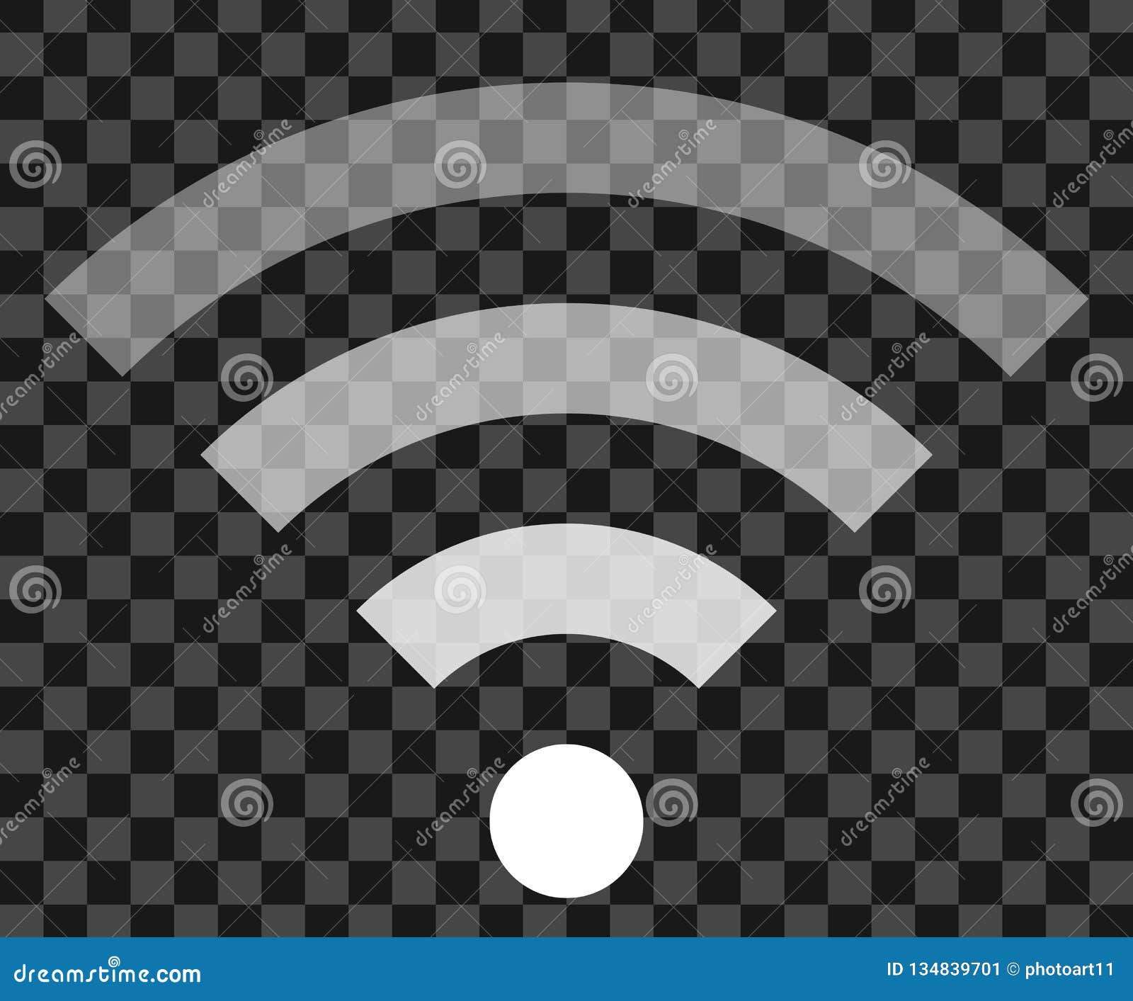 Ícone do símbolo de wifi transparente simples branco isolado vetor