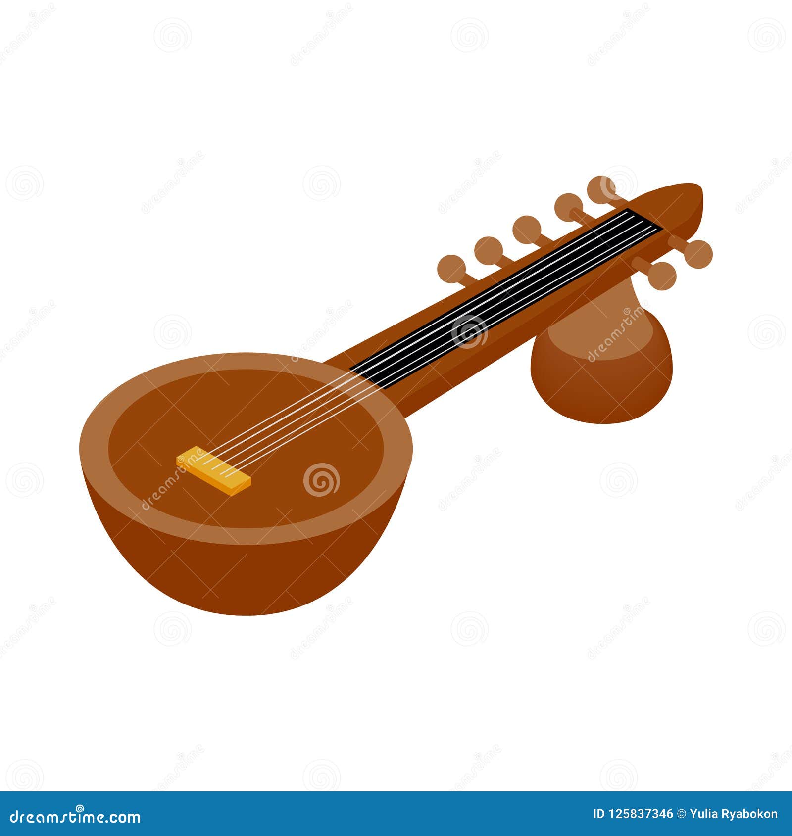 Ícone Indiano Tradicional Do Sarod, Estilo 3d Isométrico Ilustração