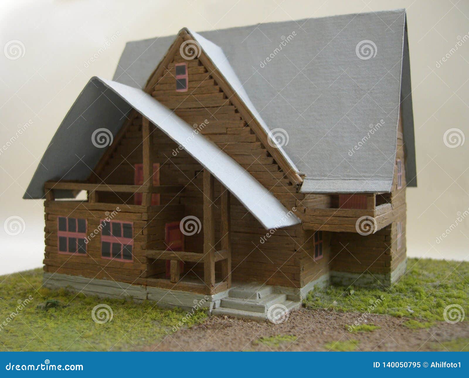 Brown Model of the Country House from Matches Stock Image Image of