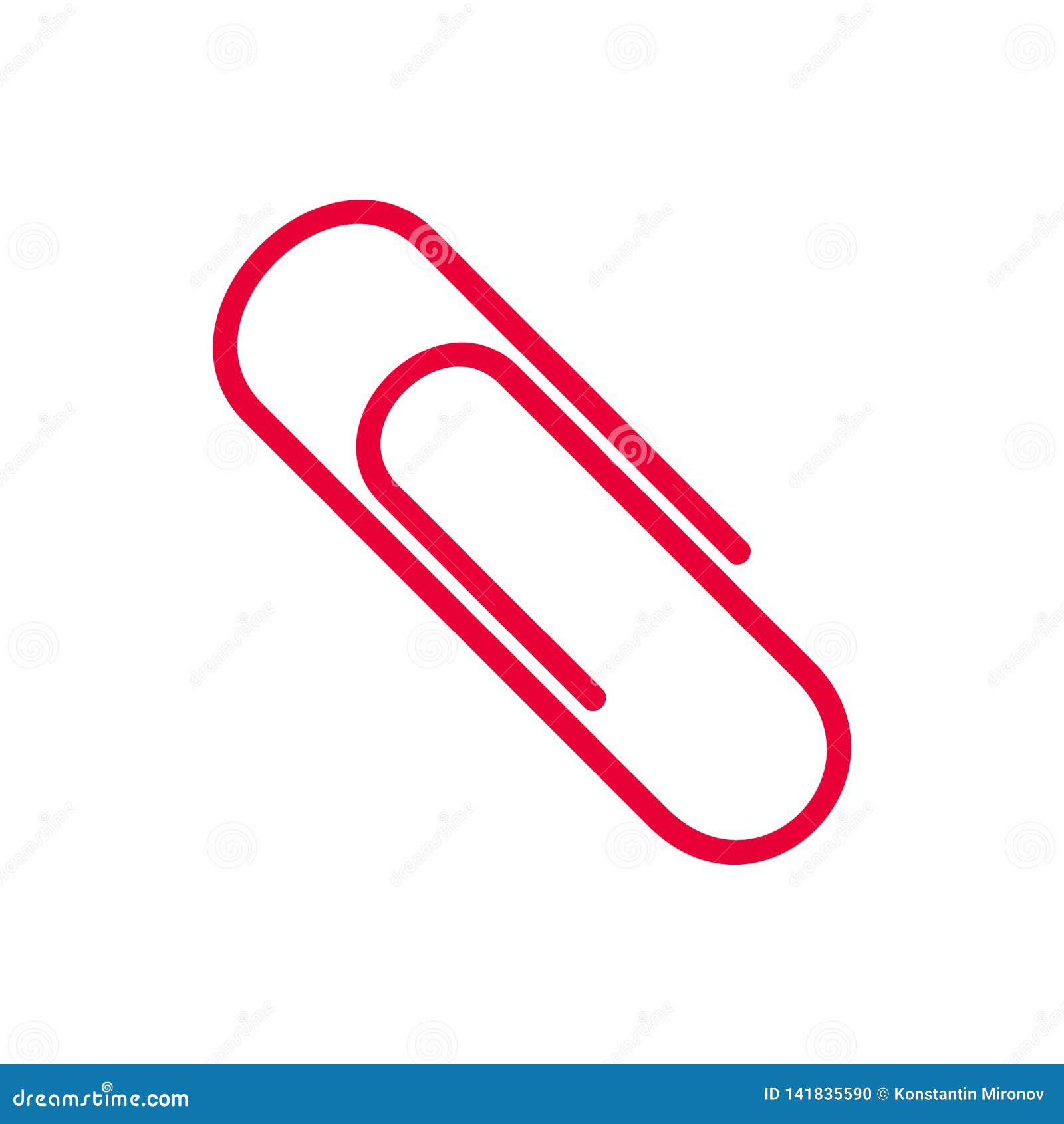 Red Colored Office Paper Clip Attachment Flat Style Icon Sign Vector