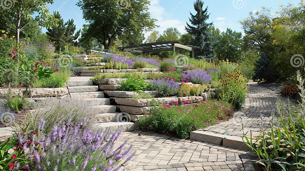 üppiger Garten Mit Bunten Blumen Stockbild Bild von gartenbau, sommer