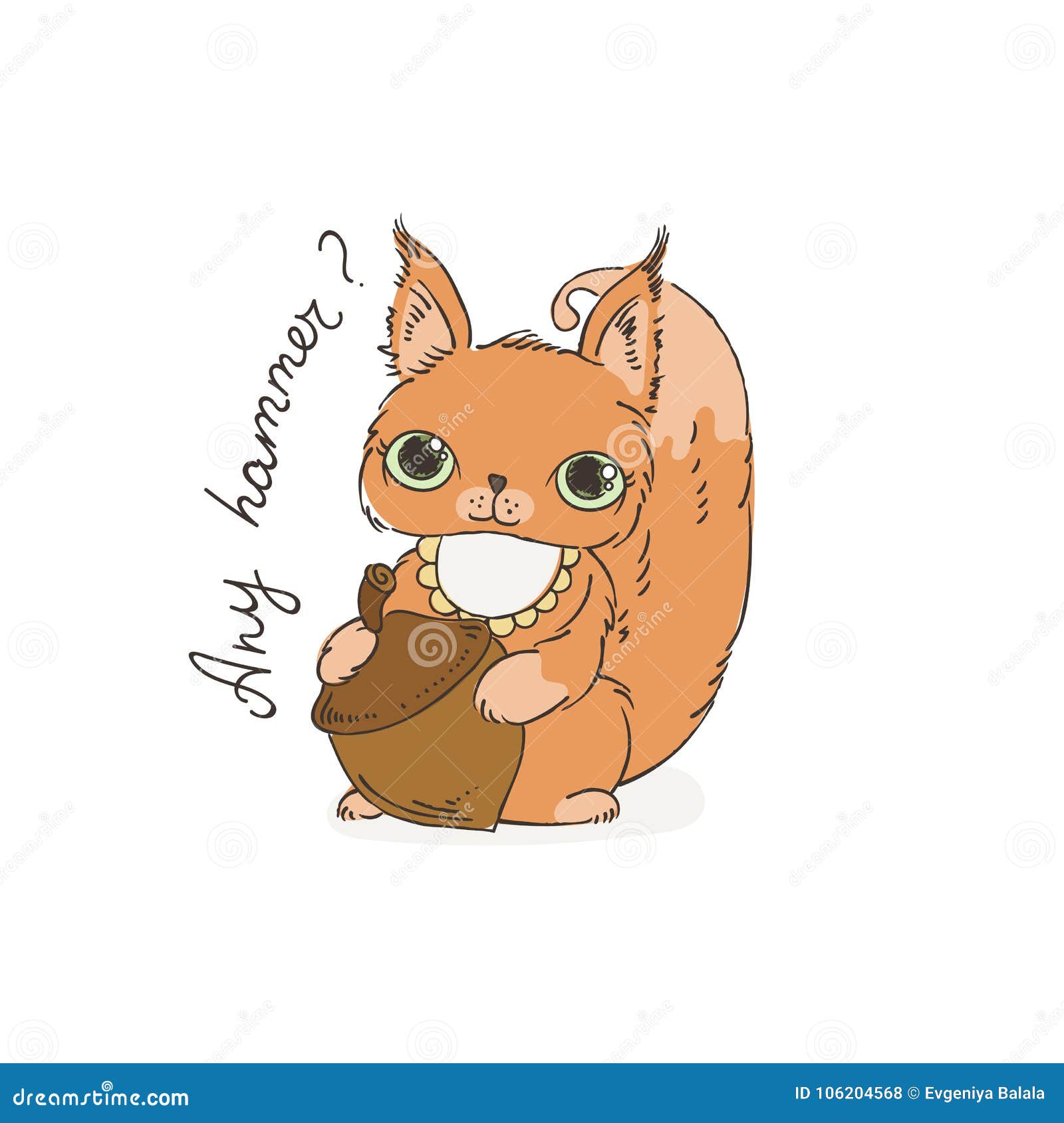 Śliczna karton wiewiórka z dokrętką Wektorowa ilustracja dla dzieciaków i dzieci Kolor strona