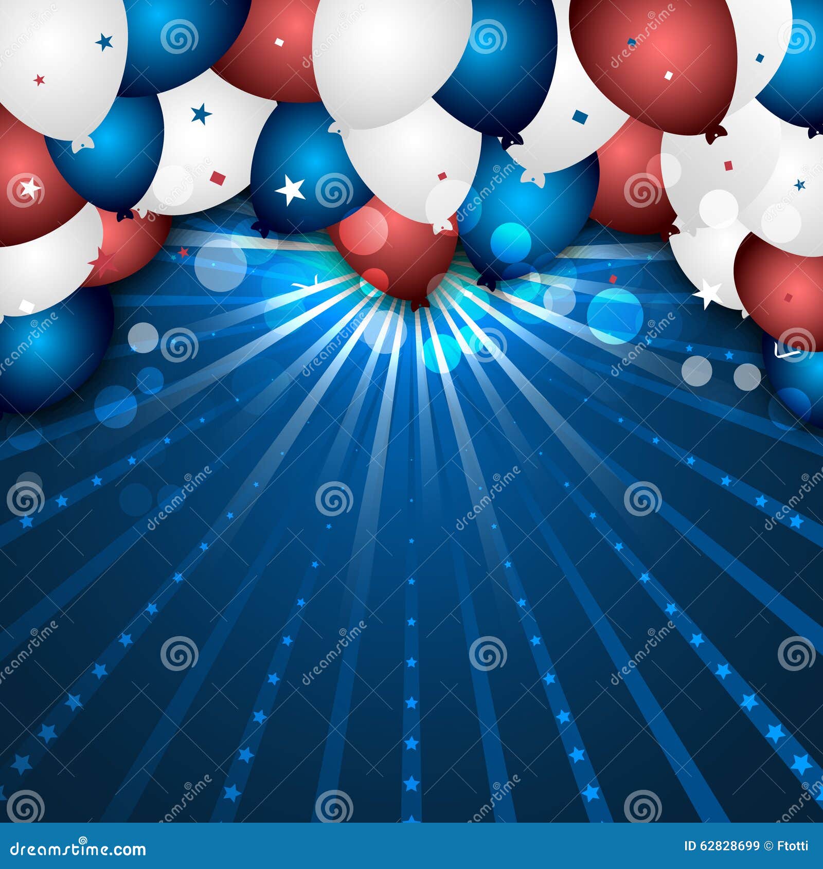Świętowania tło z kolorowymi balonami i confetti Dnia Niepodległości plakatowy projekt. Świętowania tło z kolorowymi balonami i confetti Projekt dla twój dnia niepodległości plakata lub kartka z pozdrowieniami