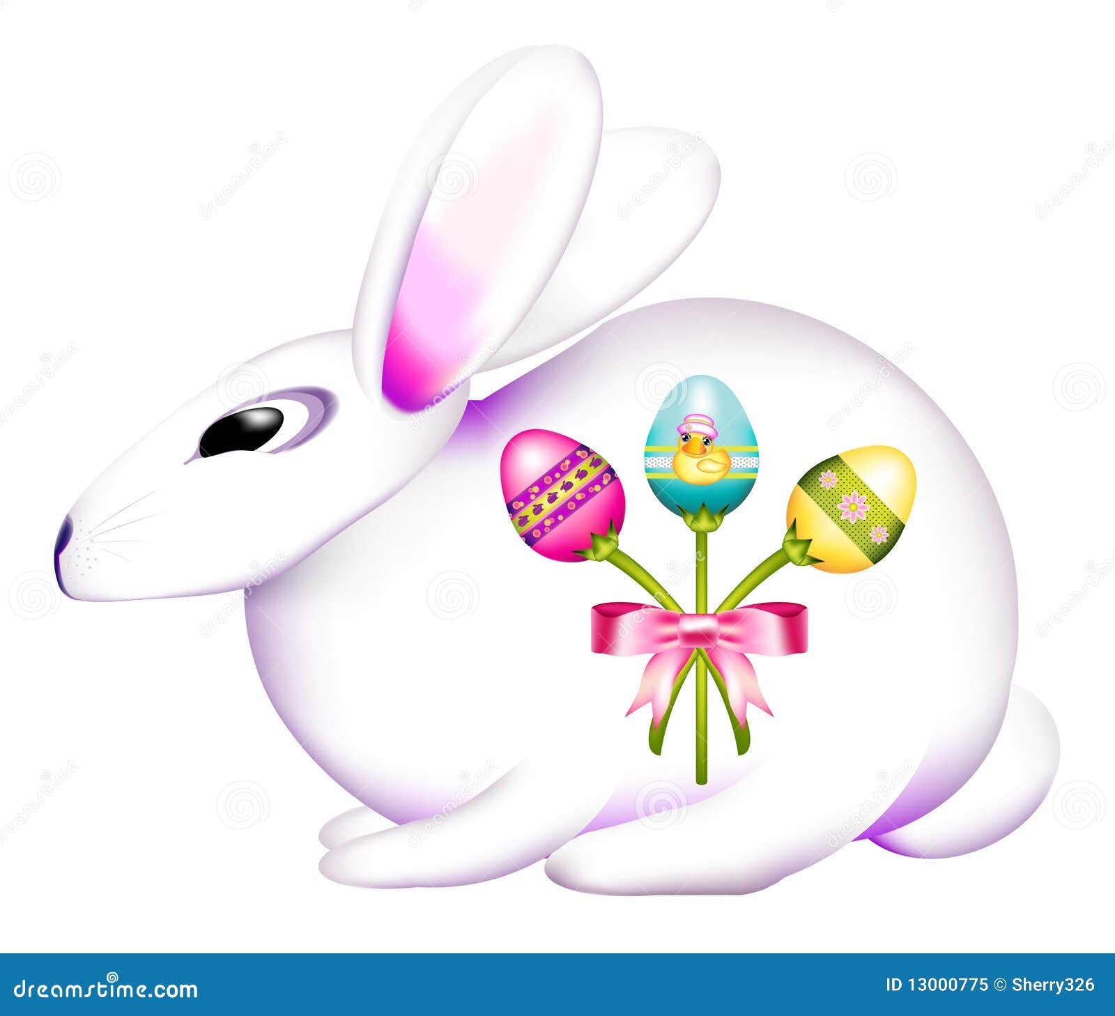 διακοσμημένα αυγά Πάσχας &al. ανθοδεσμών διακοσμημένο bunny Πάσχας λευκό κουνελιών αυγών εορταστικό