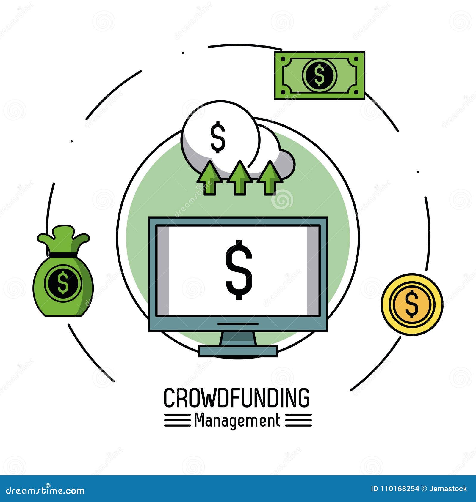 Διαχείριση Crowfunding infographic. Crowfunding γραφικό σχέδιο απεικόνισης διοικητικών infographic εικονιδίων διανυσματικό