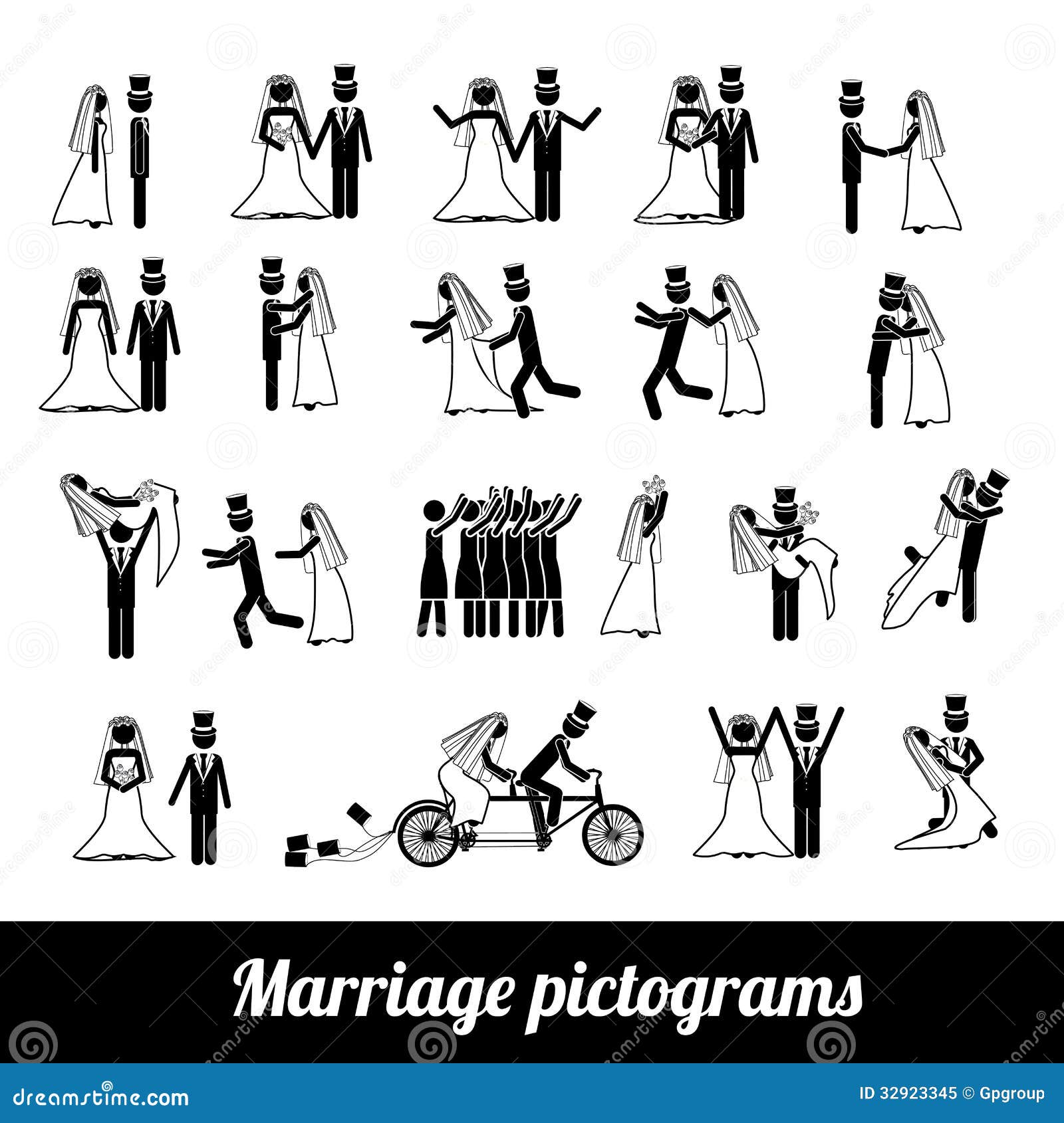Εικονογράμματα γάμου πέρα από την άσπρη διανυσματική απεικόνιση υποβάθρου