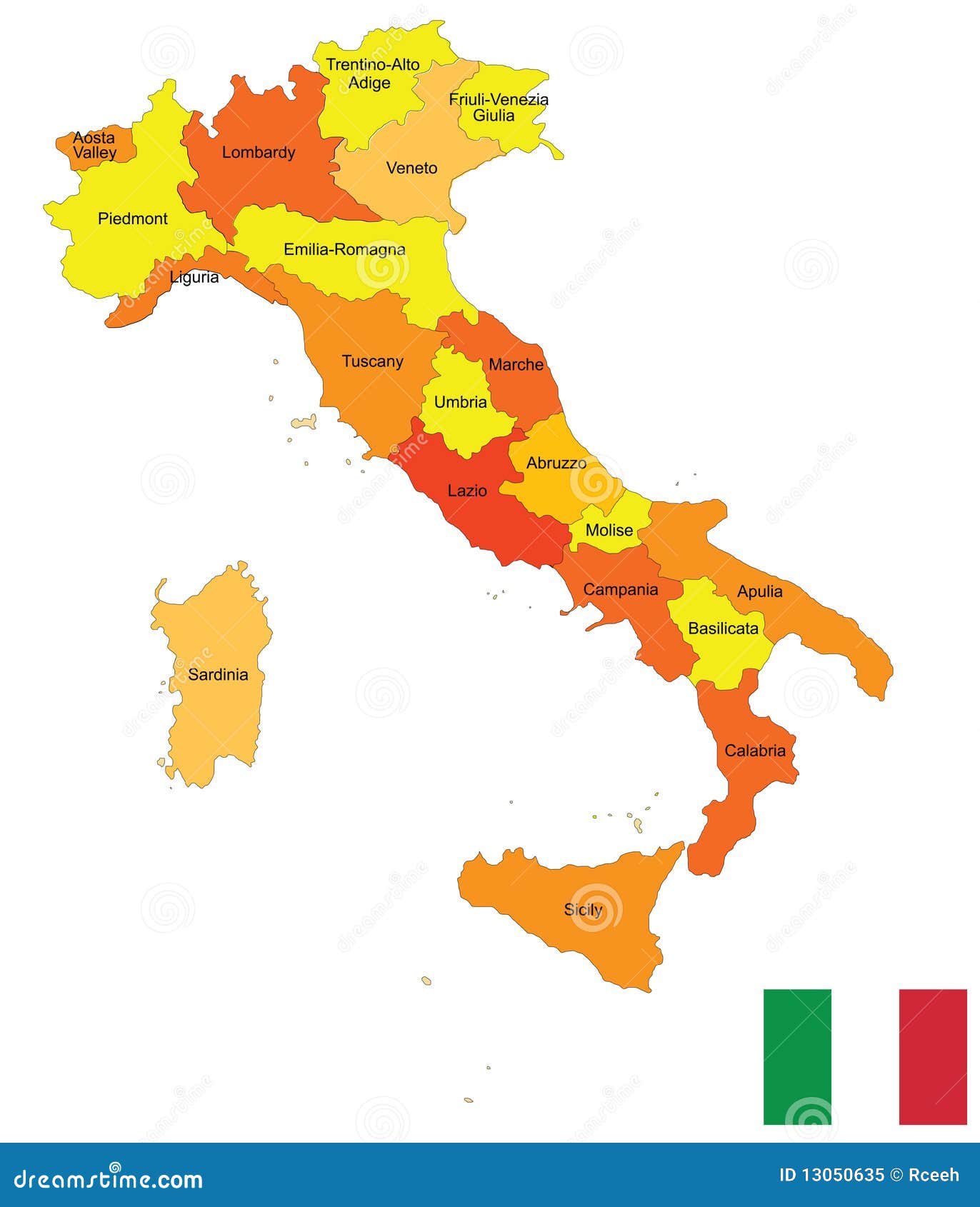 επαρχίες της Ιταλίας. χάρτης της Ιταλίας ανασκόπησης πέρα από το λευκό επαρχιών