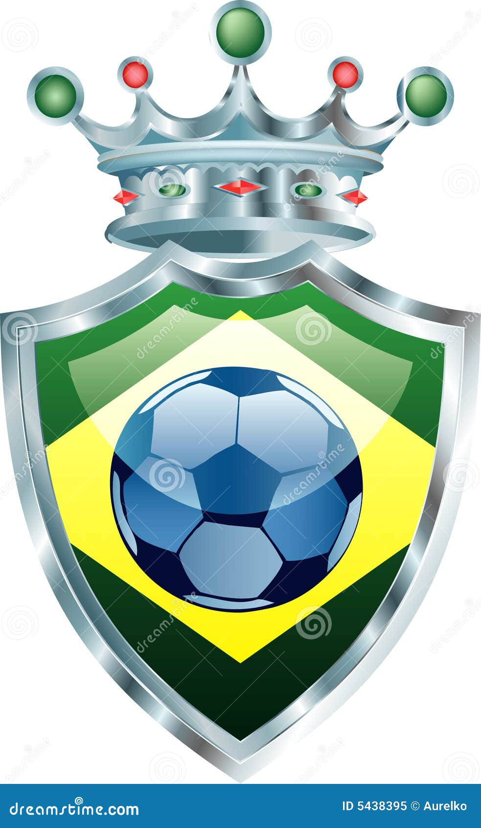 κορώνα της Βραζιλίας. διάνυσμα ποδοσφαίρου απεικόνισης σημαιών της Βραζιλίας σφαιρών