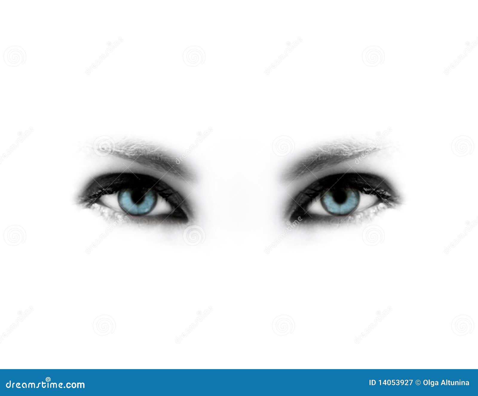 τα μπλε μάτια ομορφιάς ανασκόπησης απομόνωσαν το λευκό