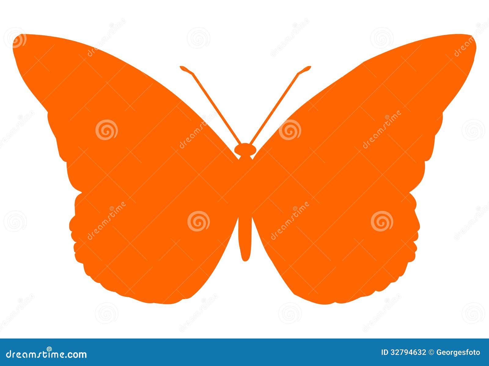 Πεταλούδα. Απομονωμένο πορτοκάλι έντομο πεταλούδων στο άσπρο υπόβαθρο.