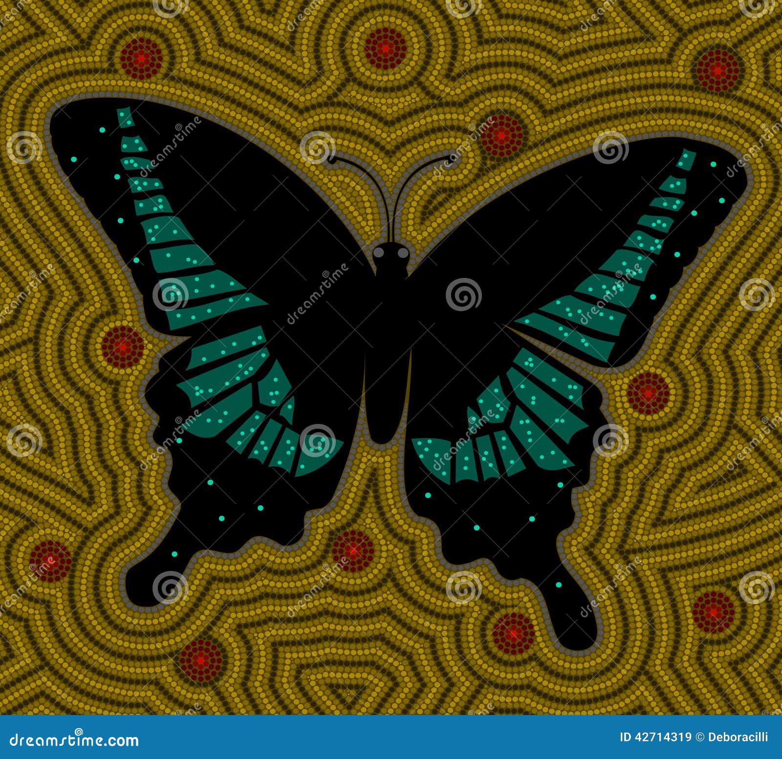 Πεταλούδα. Μια απεικόνιση βασισμένη στο αυτοώμον ύφος του σημείου που χρωματίζει απεικονίζοντας την πεταλούδα