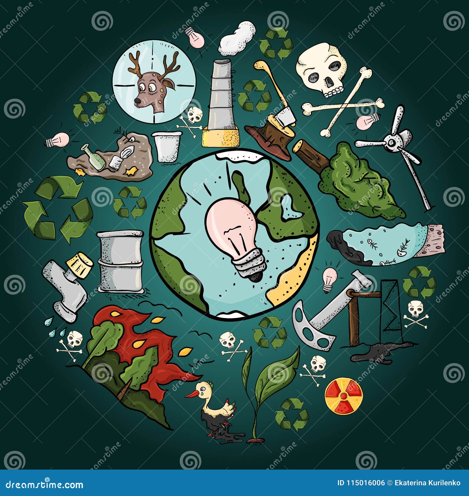Загрязнение почвы иллюстрации