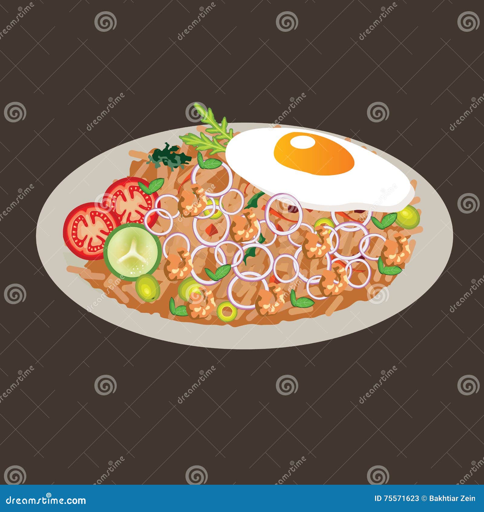 Τηγανισμένα τρόφιμα Ασιάτης cusine απεικόνισης σχεδίων ρυζιού διανυσματικά. Τηγανισμένο ασιατικό διάνυσμα τροφίμων cusine απεικόνισης σχεδίων ρυζιού διανυσματικό