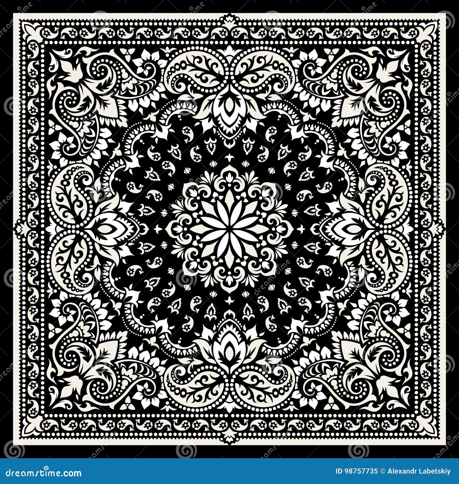 Τυπωμένη ύλη του Paisley Bandana Διανυσματική απεικόνιση εικονογραφία