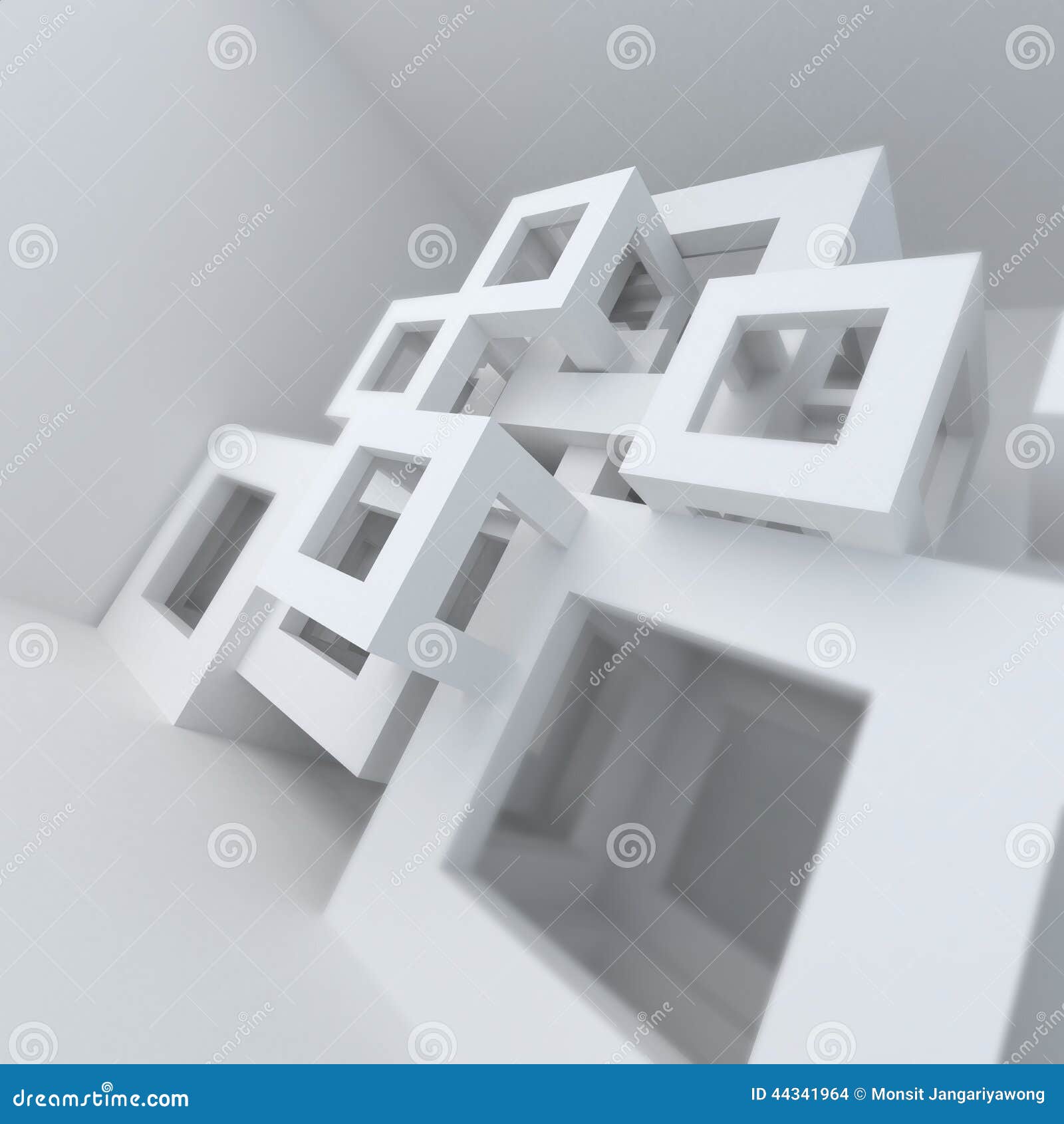 Абстрактная строительная конструкция белизны архитектуры. Абстрактная белая архитектура 3d представляет предпосылку