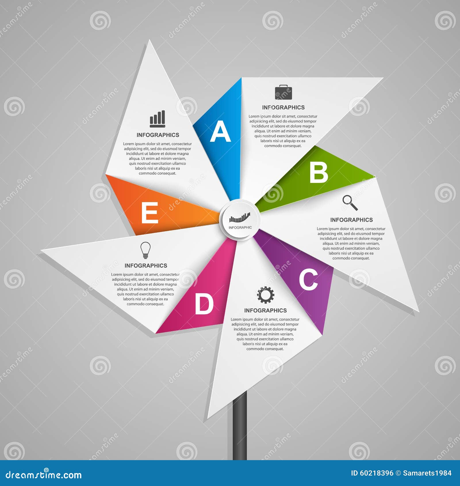 Абстрактный шаблон дизайна infographics вариантов в форме pinwheel воздуха также вектор иллюстрации притяжки corel