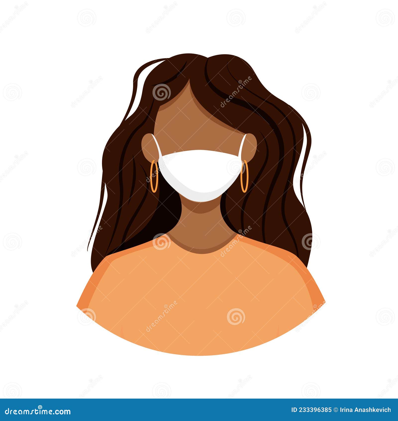 Аватар американки в очках и маске для защиты от загрязнения воздуха .