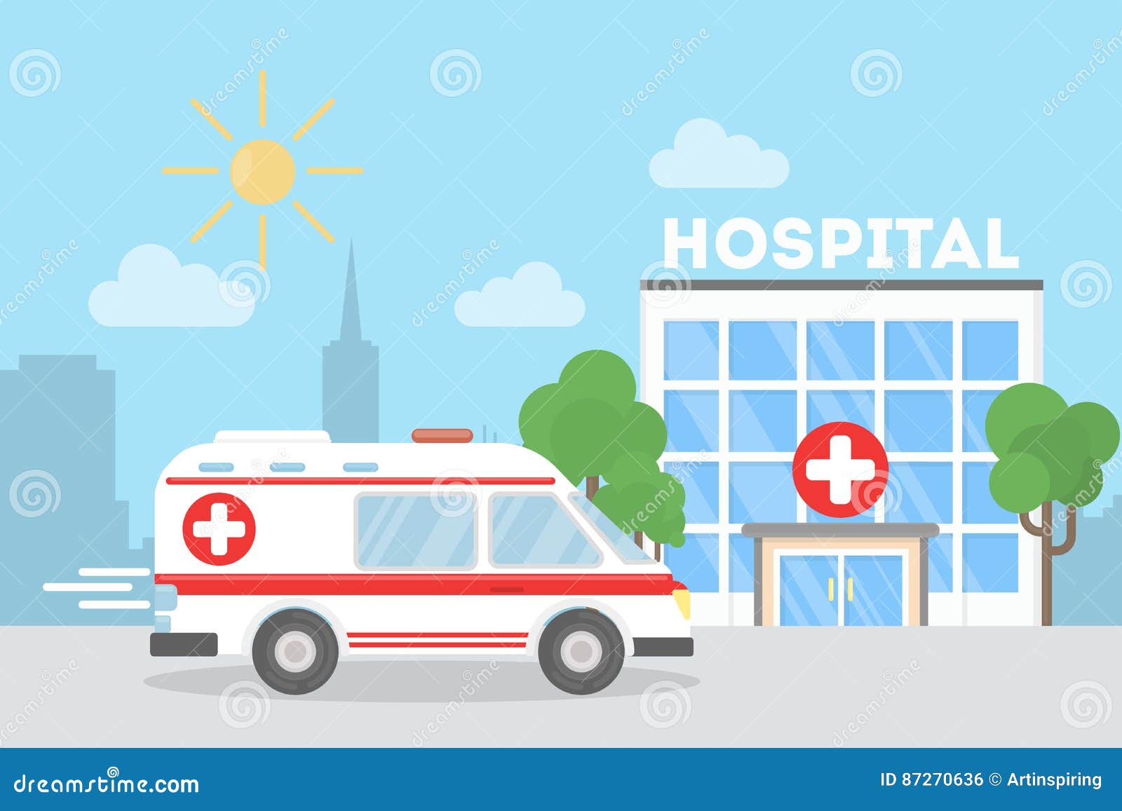 Рисунок скорой помощи и больницы
