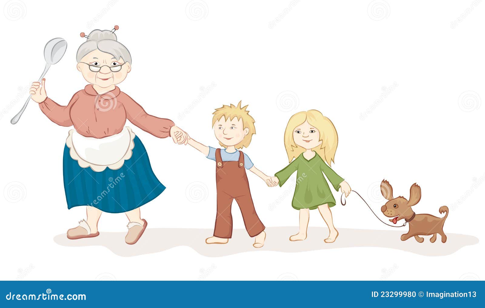 бабушка s детей хорошая. дети выслеживают хорошее illusreation s бабушки