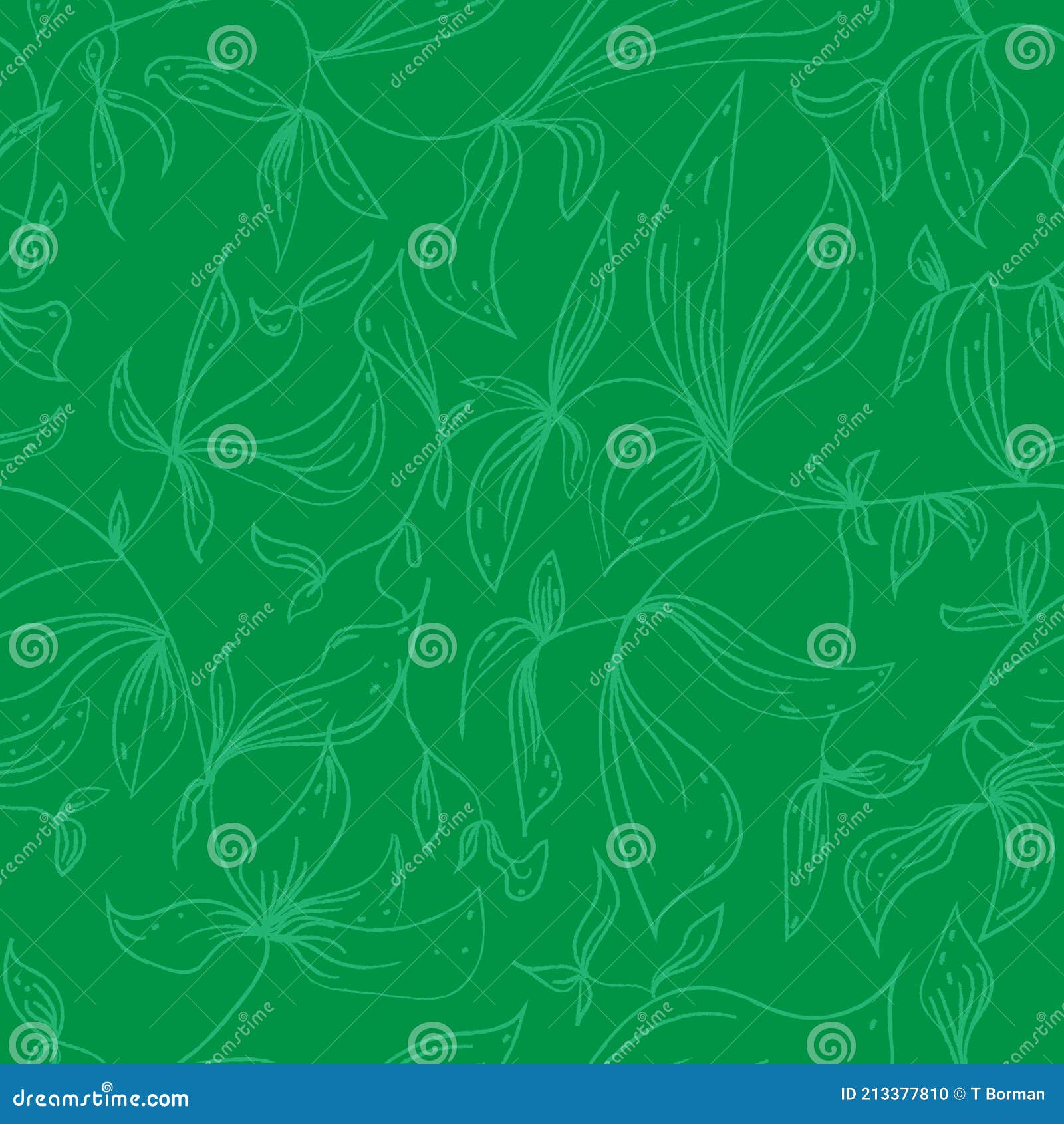 Vector Seamless Pattern Leaves Botanical Illustration. Woven Twigs and