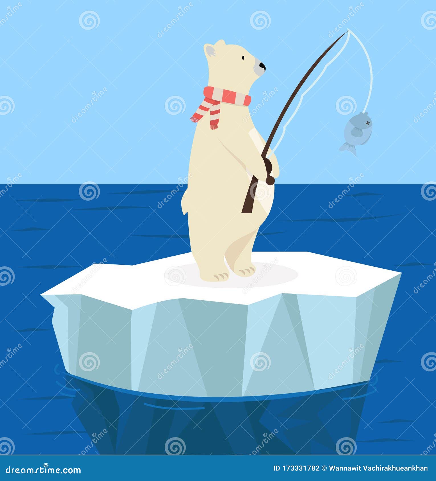 белый медведь на рыбалке