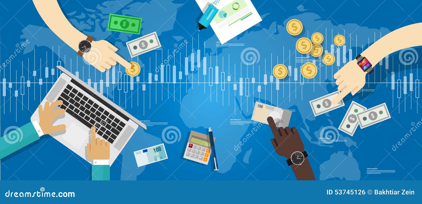 Валютная биржа валют акционерной биржи торгуя Иллюстрация вектора ...