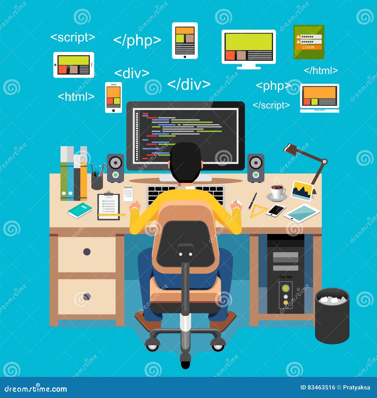 Веб-разработчик изолированное развитие предпосылки оборудует белизну ...