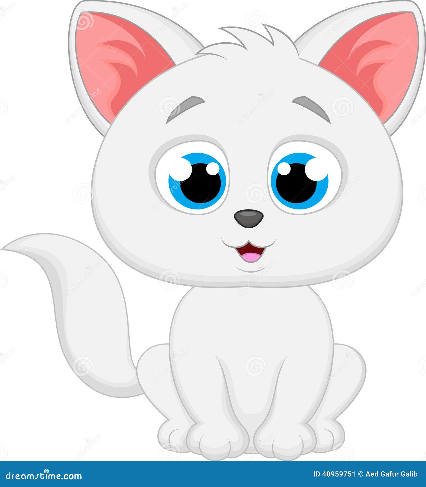 Белый котенок мультяшный