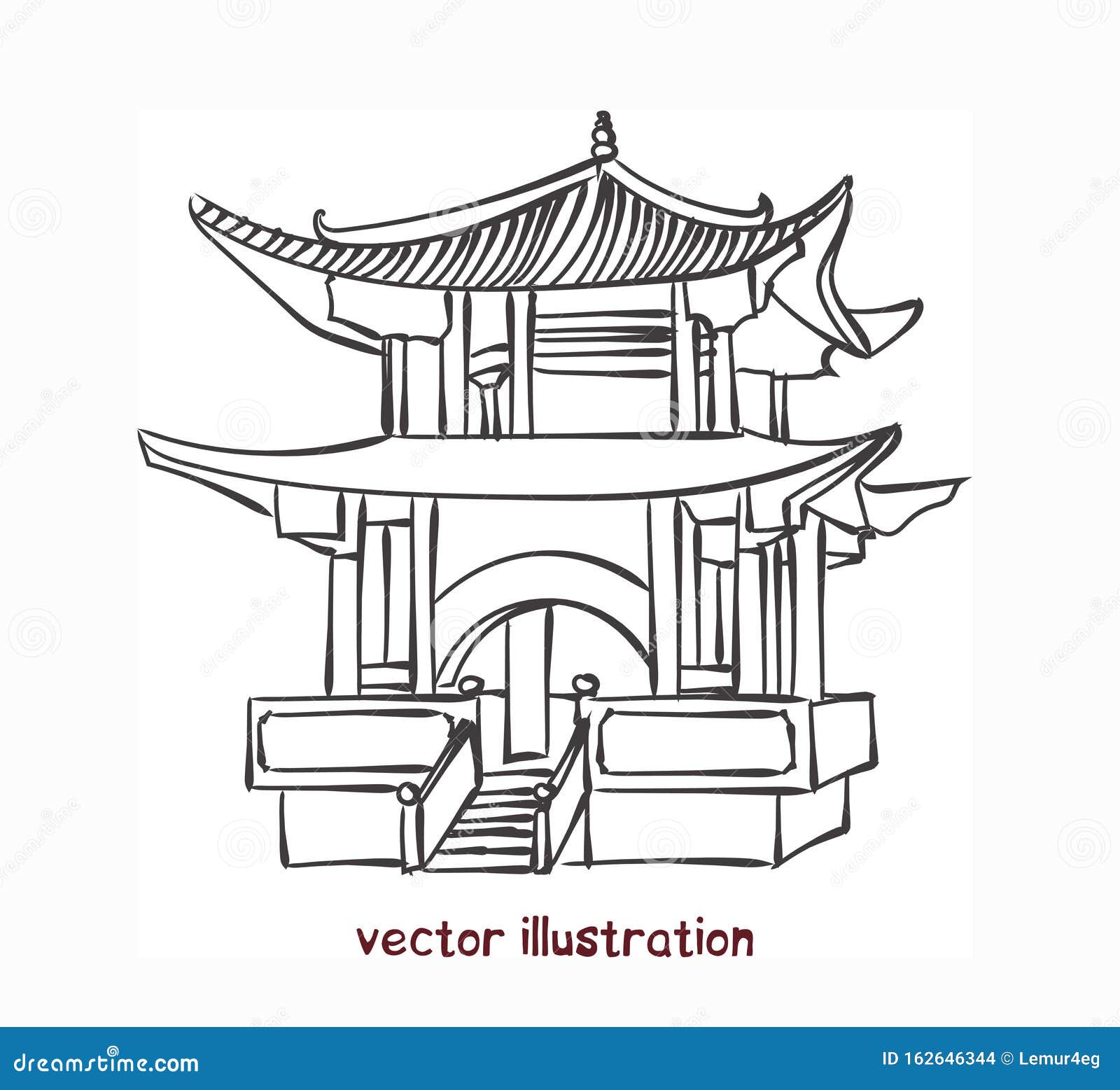 Китайская пагода контур