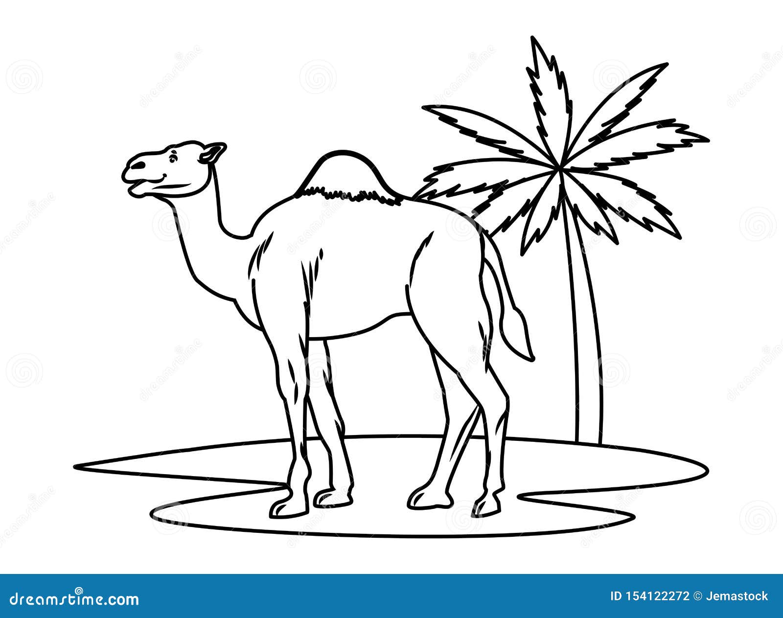Рисунок пальмы с верблюдом