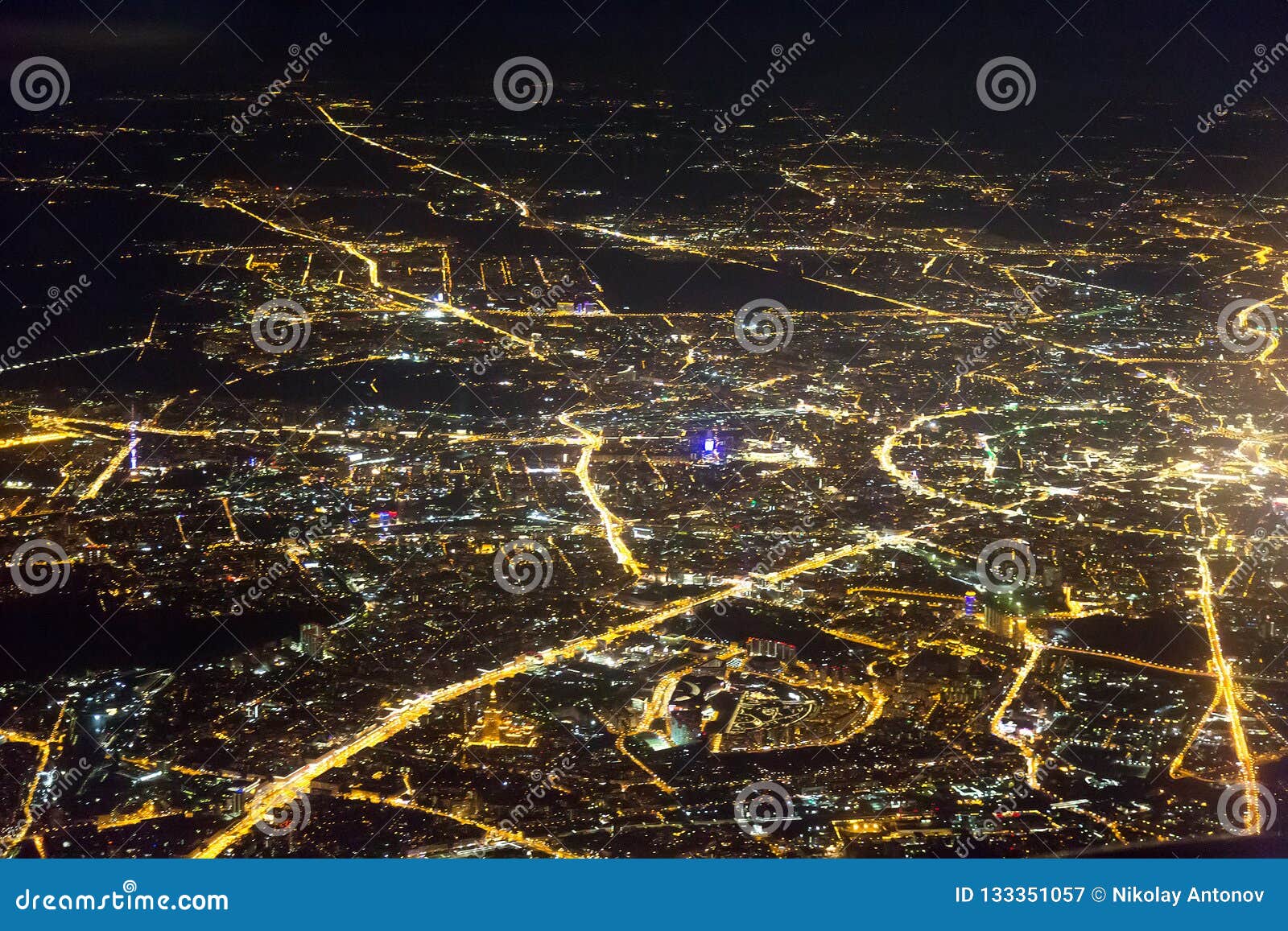 Москва ночью с самолета в 50-60-х